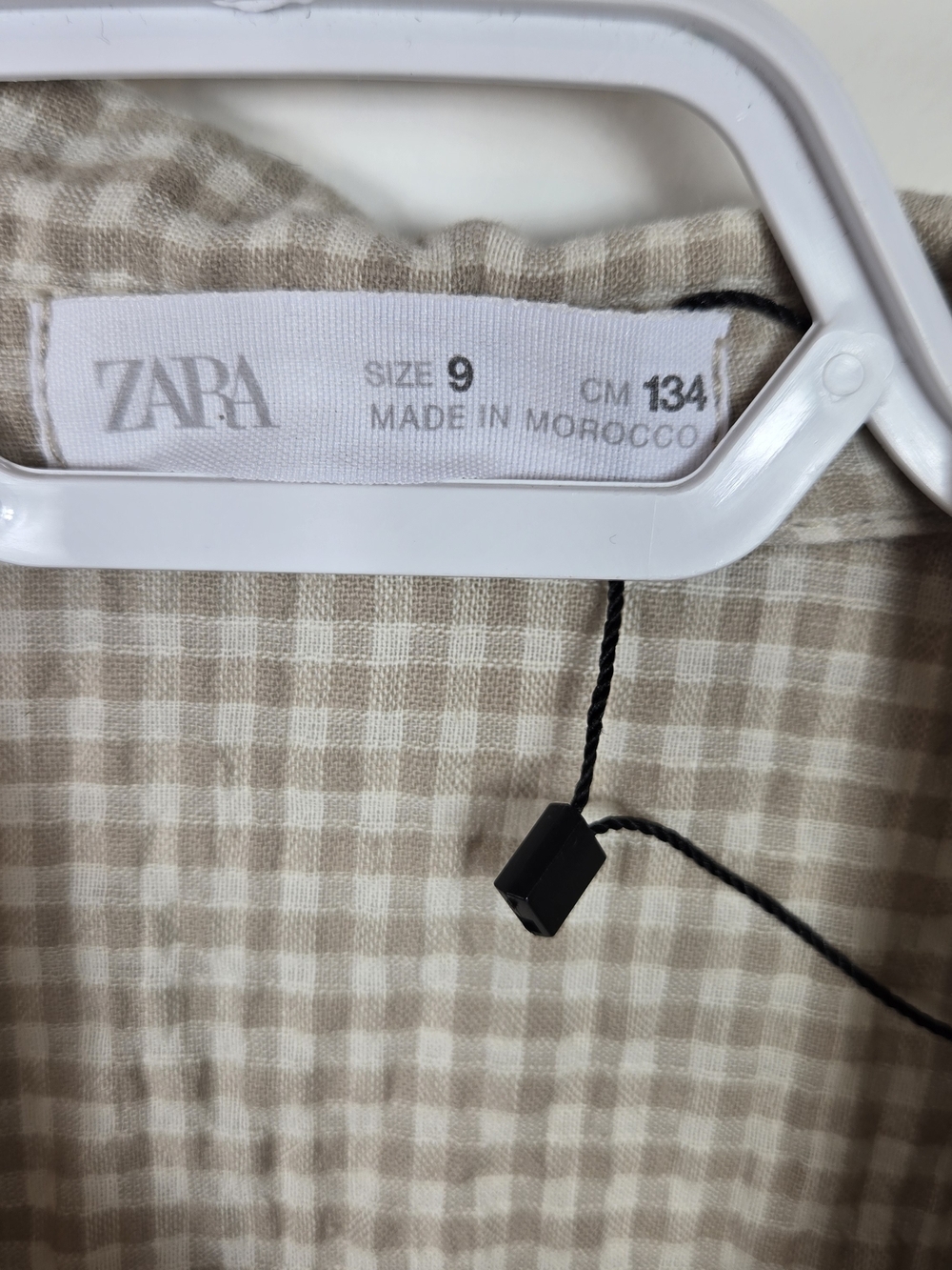 Zara Girls Gingham Twist Front Crop Top Beige Check Linen Blend Size 9 NWOT - Picture 4 of 5